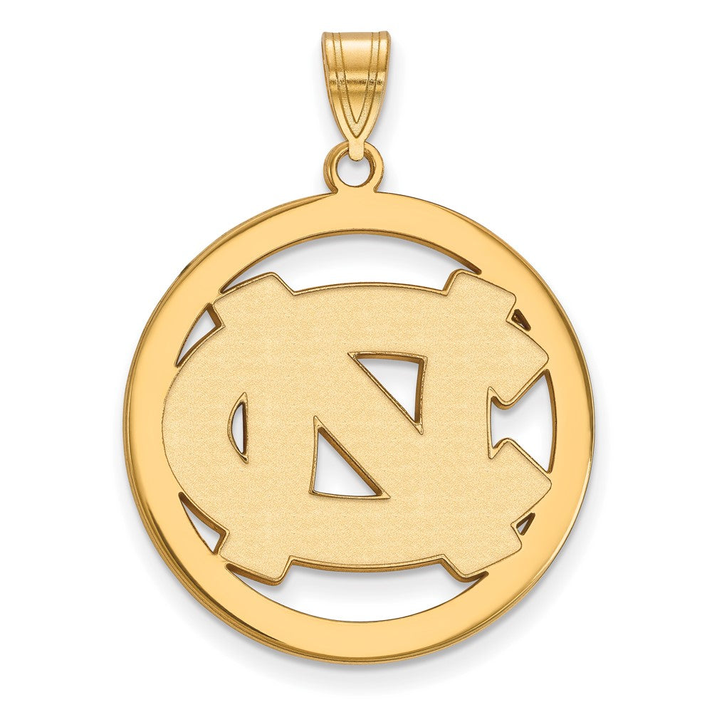 Sterling Silver Gold-plated LogoArt University of North Carolina N-C Extra Large Circle Pendant