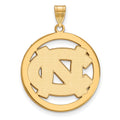 Sterling Silver Gold-plated LogoArt University of North Carolina N-C Extra Large Circle Pendant