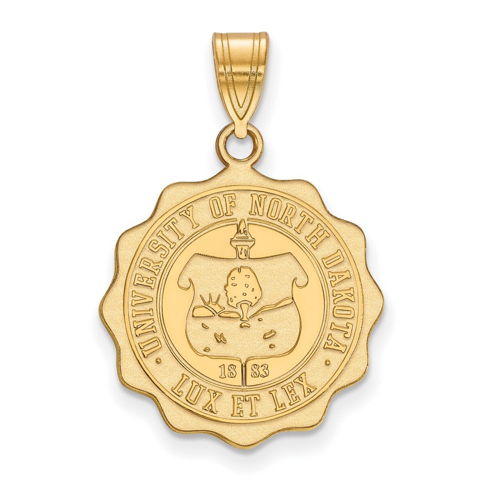 Sterling Silver Gold-plated LogoArt University of North Dakota Large Crest Pendant