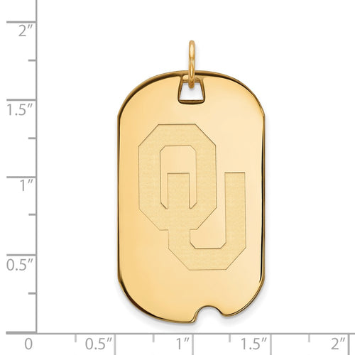 10k Gold LogoArt University of Oklahoma O-U Large Dog Tag Pendant