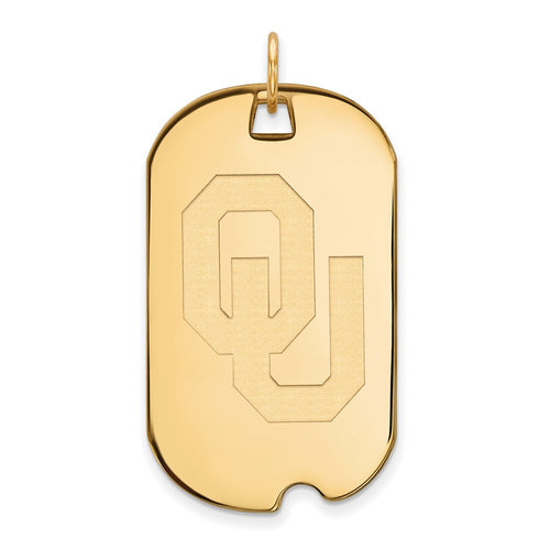10k Gold LogoArt University of Oklahoma O-U Large Dog Tag Pendant