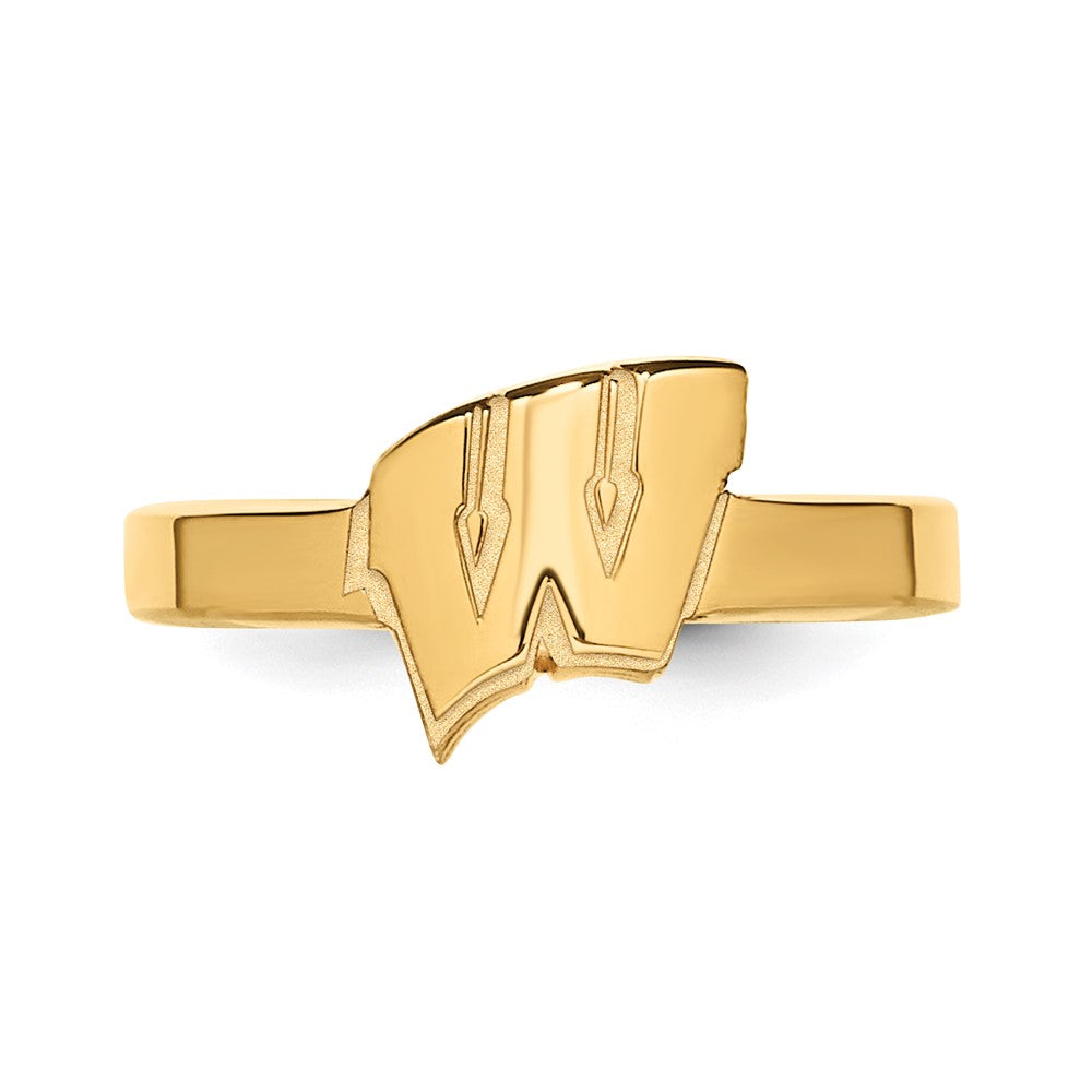 Sterling Silver Gold-plated LogoArt University of Wisconsin Letter W Toe Ring