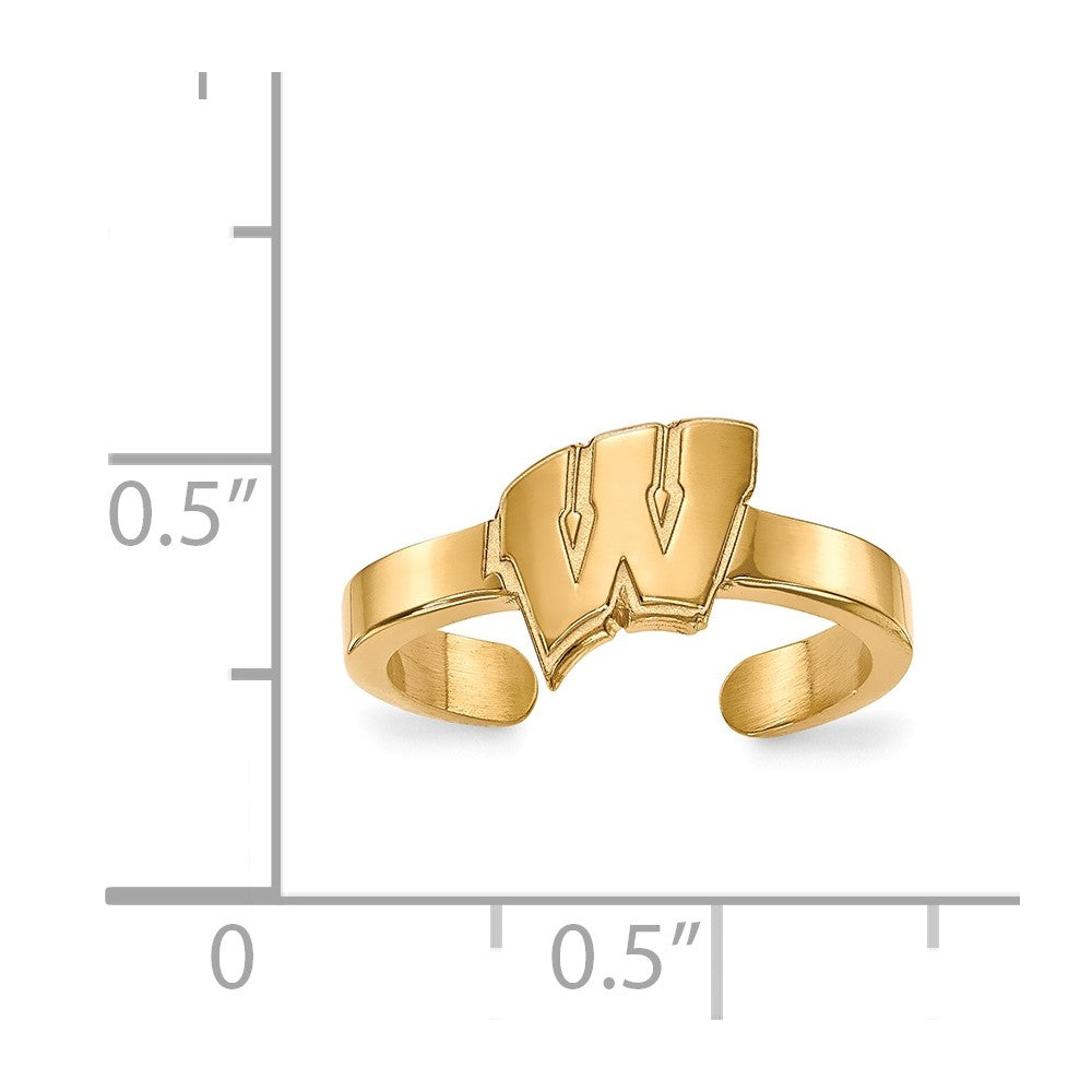 Sterling Silver Gold-plated LogoArt University of Wisconsin Letter W Toe Ring