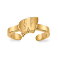 Sterling Silver Gold-plated LogoArt University of Wisconsin Letter W Toe Ring