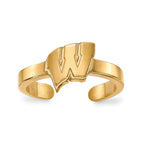 Sterling Silver Gold-plated LogoArt University of Wisconsin Letter W Toe Ring