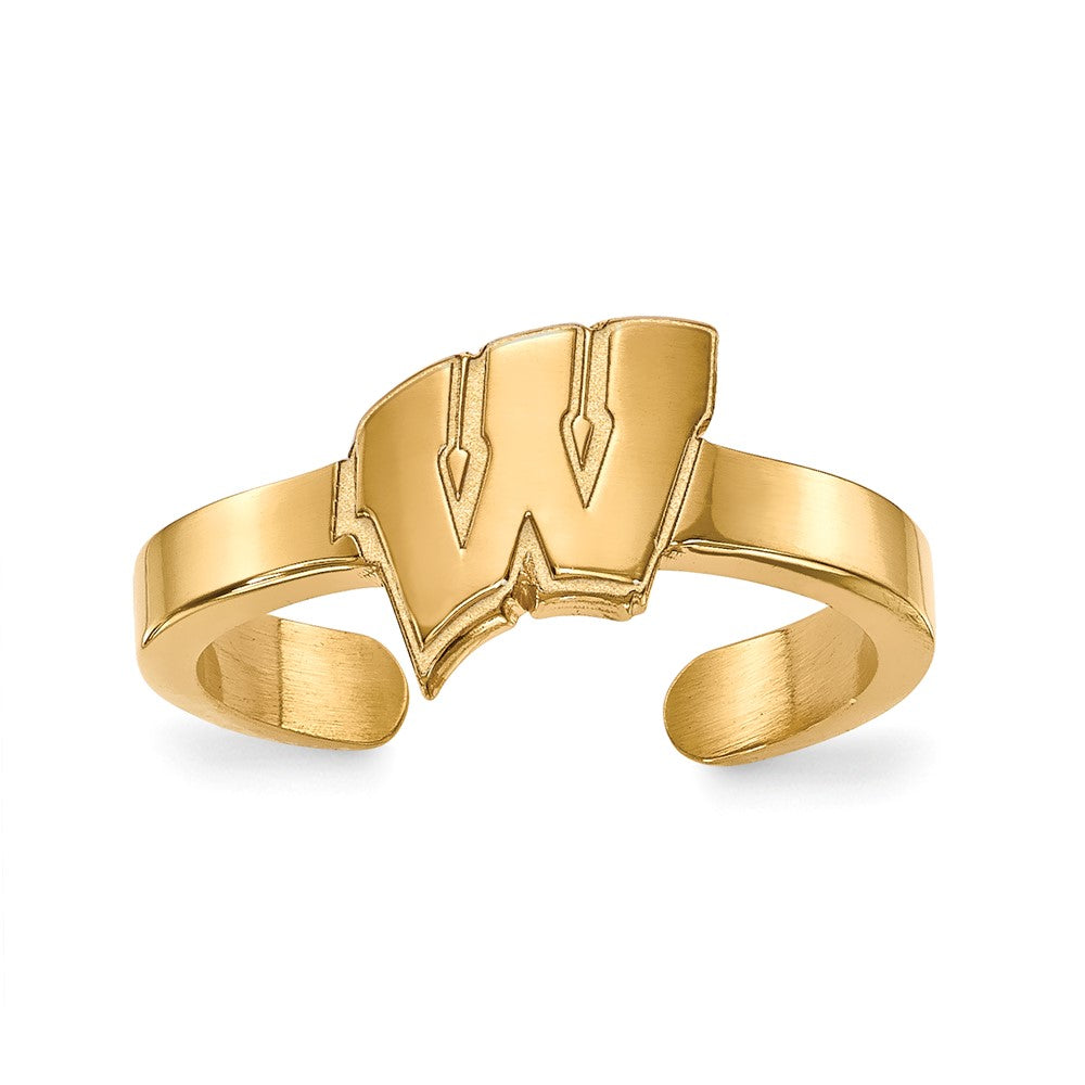 Sterling Silver Gold-plated LogoArt University of Wisconsin Letter W Toe Ring