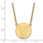 Sterling Silver Gold-plated LogoArt Villanova University Letter V Large Disc 18 inch Necklace