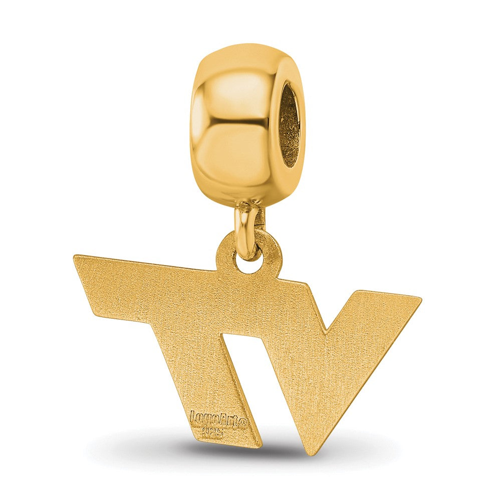 Sterling Silver Gold-plated LogoArt Virginia Tech V-T Extra Small Dangle Bead Charm