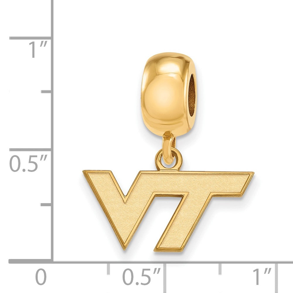 Sterling Silver Gold-plated LogoArt Virginia Tech V-T Extra Small Dangle Bead Charm