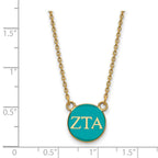 Sterling Silver Gold-plated LogoArt Zeta Tau Alpha Sorority Greek Letters Small Color Enamel Pendant 18 inch Necklace