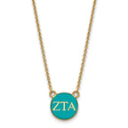 Sterling Silver Gold-plated LogoArt Zeta Tau Alpha Sorority Greek Letters Small Color Enamel Pendant 18 inch Necklace