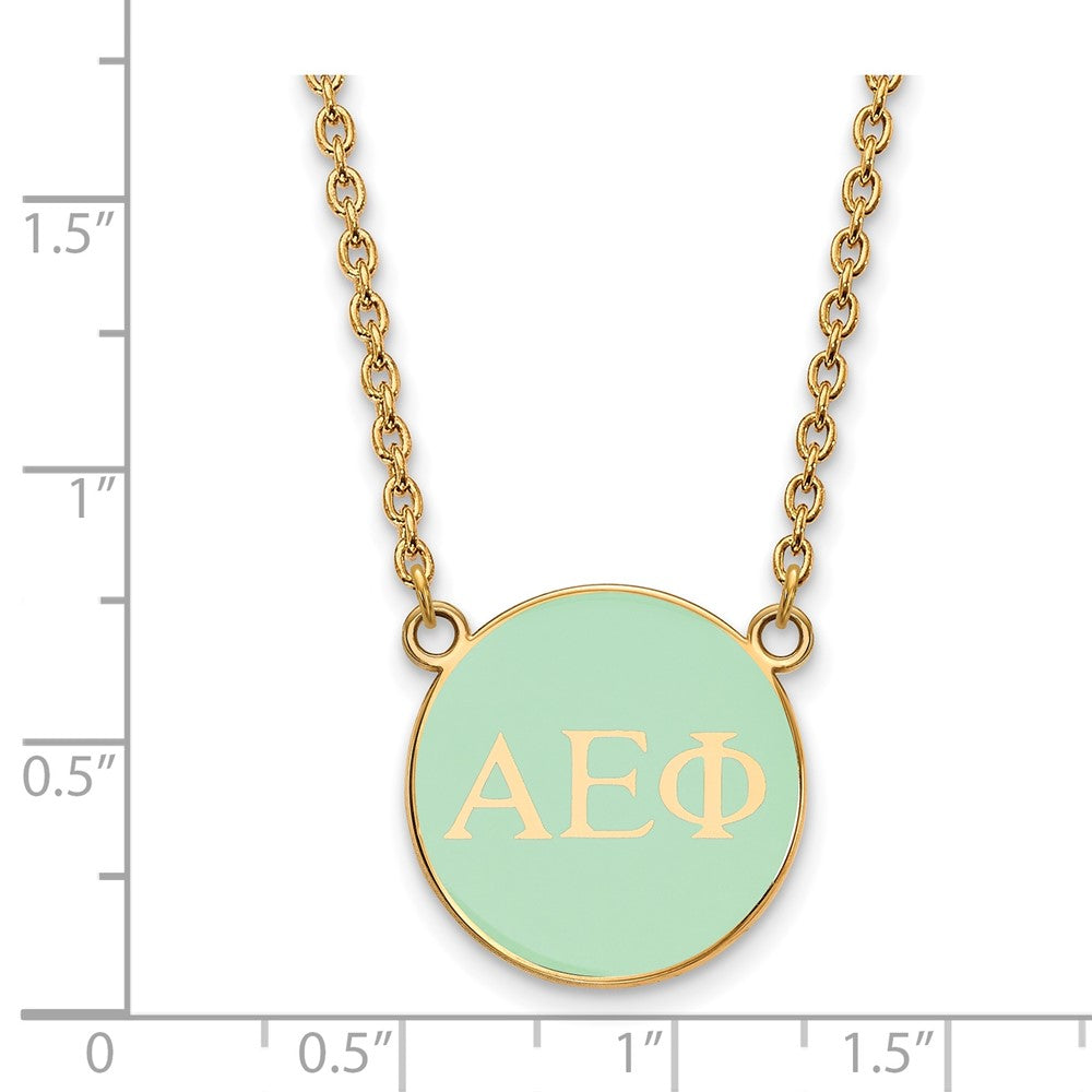 Sterling Silver Gold-plated LogoArt Alpha Epsilon Phi Sorority Greek Letters Small Color Enamel Pendant 18 inch Necklace