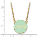 Sterling Silver Gold-plated LogoArt Alpha Epsilon Phi Sorority Greek Letters Small Color Enamel Pendant 18 inch Necklace