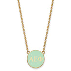 Sterling Silver Gold-plated LogoArt Alpha Epsilon Phi Sorority Greek Letters Small Color Enamel Pendant 18 inch Necklace