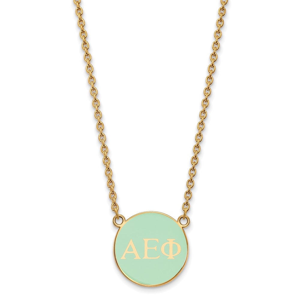 Sterling Silver Gold-plated LogoArt Alpha Epsilon Phi Sorority Greek Letters Small Color Enamel Pendant 18 inch Necklace
