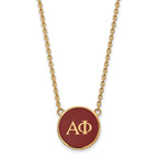 Sterling Silver Gold-plated LogoArt Alpha Phi Sorority Greek Letters Large Color Enamel Pendant 18 inch Necklace