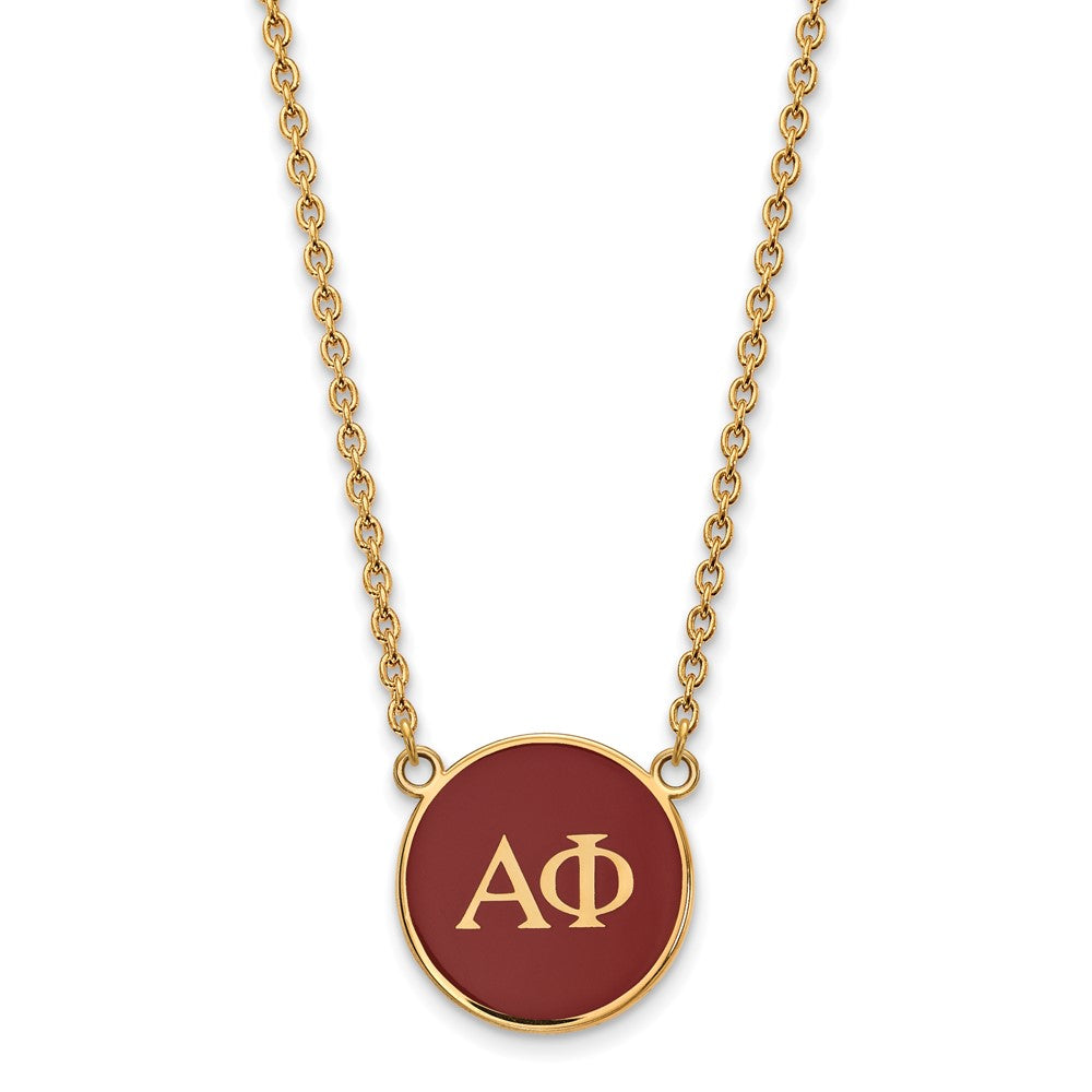 Sterling Silver Gold-plated LogoArt Alpha Phi Sorority Greek Letters Large Color Enamel Pendant 18 inch Necklace