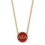 Sterling Silver Gold-plated LogoArt Alpha Sigma Alpha Sorority Greek Letters Large Color Enamel Pendant 18 inch Necklace