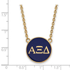 Sterling Silver Gold-plated LogoArt Alpha Xi Delta Sorority Greek Letters Large Color Enamel Pendant 18 inch Necklace