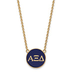 Sterling Silver Gold-plated LogoArt Alpha Xi Delta Sorority Greek Letters Large Color Enamel Pendant 18 inch Necklace