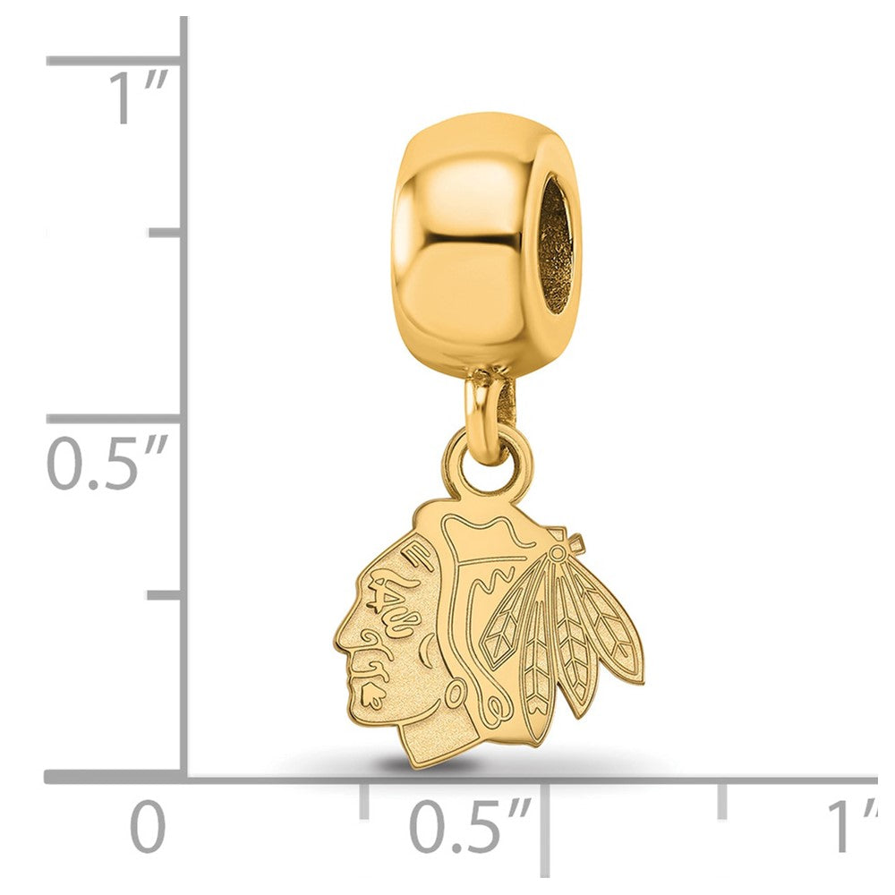 Sterling Silver Gold-plated NHL LogoArt Chicago Blackhawks Extra Small Dangle Bead