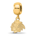 Sterling Silver Gold-plated NHL LogoArt Chicago Blackhawks Extra Small Dangle Bead
