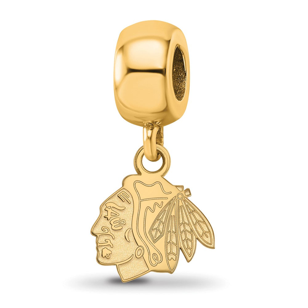 Sterling Silver Gold-plated NHL LogoArt Chicago Blackhawks Extra Small Dangle Bead