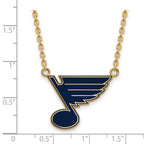 Sterling Silver Gold-plated NHL LogoArt St. Louis Blues Large Enameled Pendant 18 inch Necklace