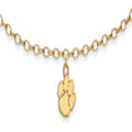 Sterling Silver Gold-plated LogoArt Clemson University Tiger Paw 9 inch Anklet