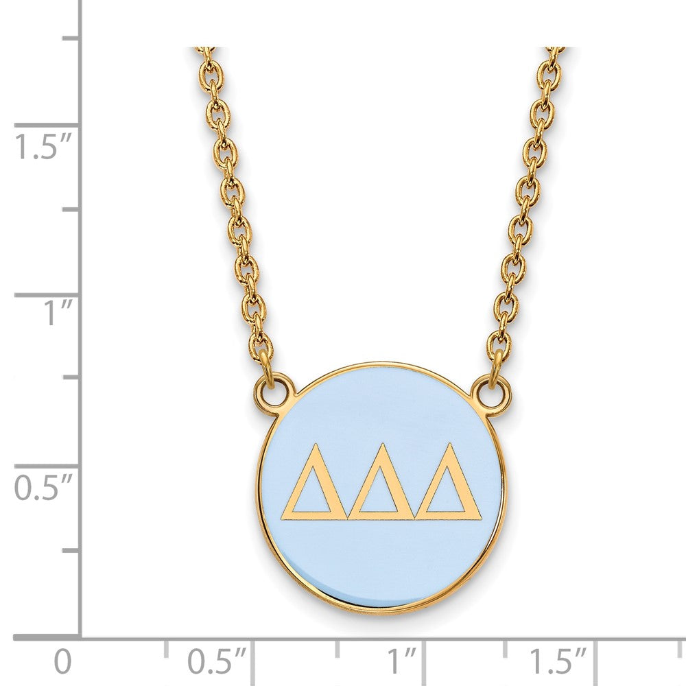 Sterling Silver Gold-plated LogoArt Delta Delta Delta Sorority Greek Letters Large Color Enamel Pendant 18 inch Necklace