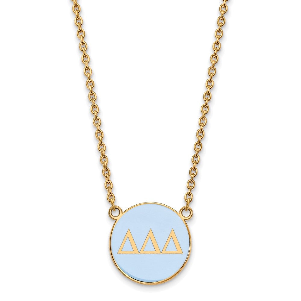 Sterling Silver Gold-plated LogoArt Delta Delta Delta Sorority Greek Letters Large Color Enamel Pendant 18 inch Necklace