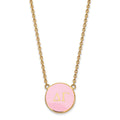 Sterling Silver Gold-plated LogoArt Delta Gamma Sorority Greek Letters Large Color Enamel Pendant 18 inch Necklace