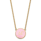 Sterling Silver Gold-plated LogoArt Delta Gamma Sorority Greek Letters Large Color Enamel Pendant 18 inch Necklace