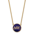 Sterling Silver Gold-plated LogoArt Delta Phi Epsilon Sorority Greek Letters Large Color Enamel Pendant 18 inch Necklace