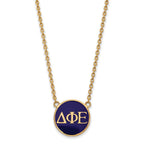 Sterling Silver Gold-plated LogoArt Delta Phi Epsilon Sorority Greek Letters Large Color Enamel Pendant 18 inch Necklace