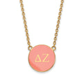 Sterling Silver Gold-plated LogoArt Delta Zeta Sorority Greek Letters Large Color Enamel Pendant 18 inch Necklace