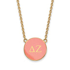 Sterling Silver Gold-plated LogoArt Delta Zeta Sorority Greek Letters Large Color Enamel Pendant 18 inch Necklace