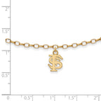 Sterling Silver Gold-plated LogoArt Florida State University 9 inch Anklet