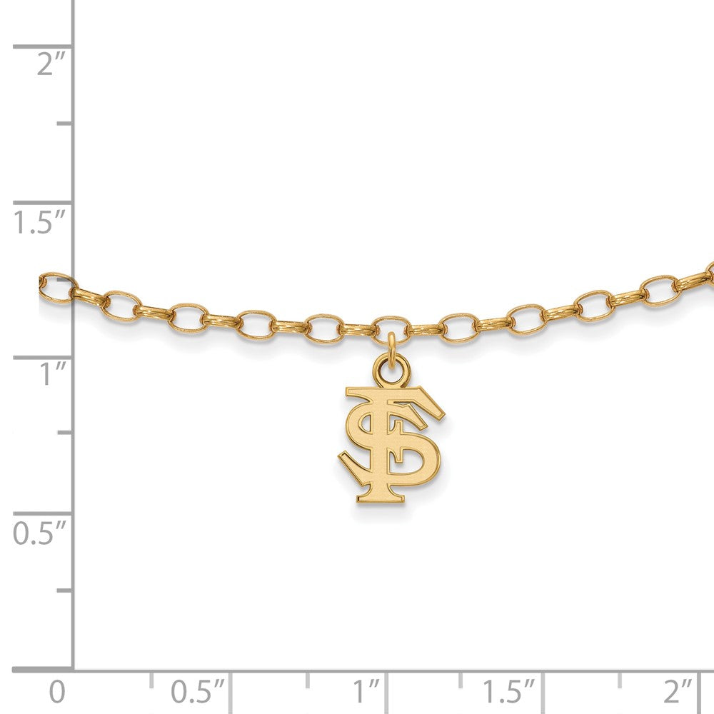 Sterling Silver Gold-plated LogoArt Florida State University 9 inch Anklet