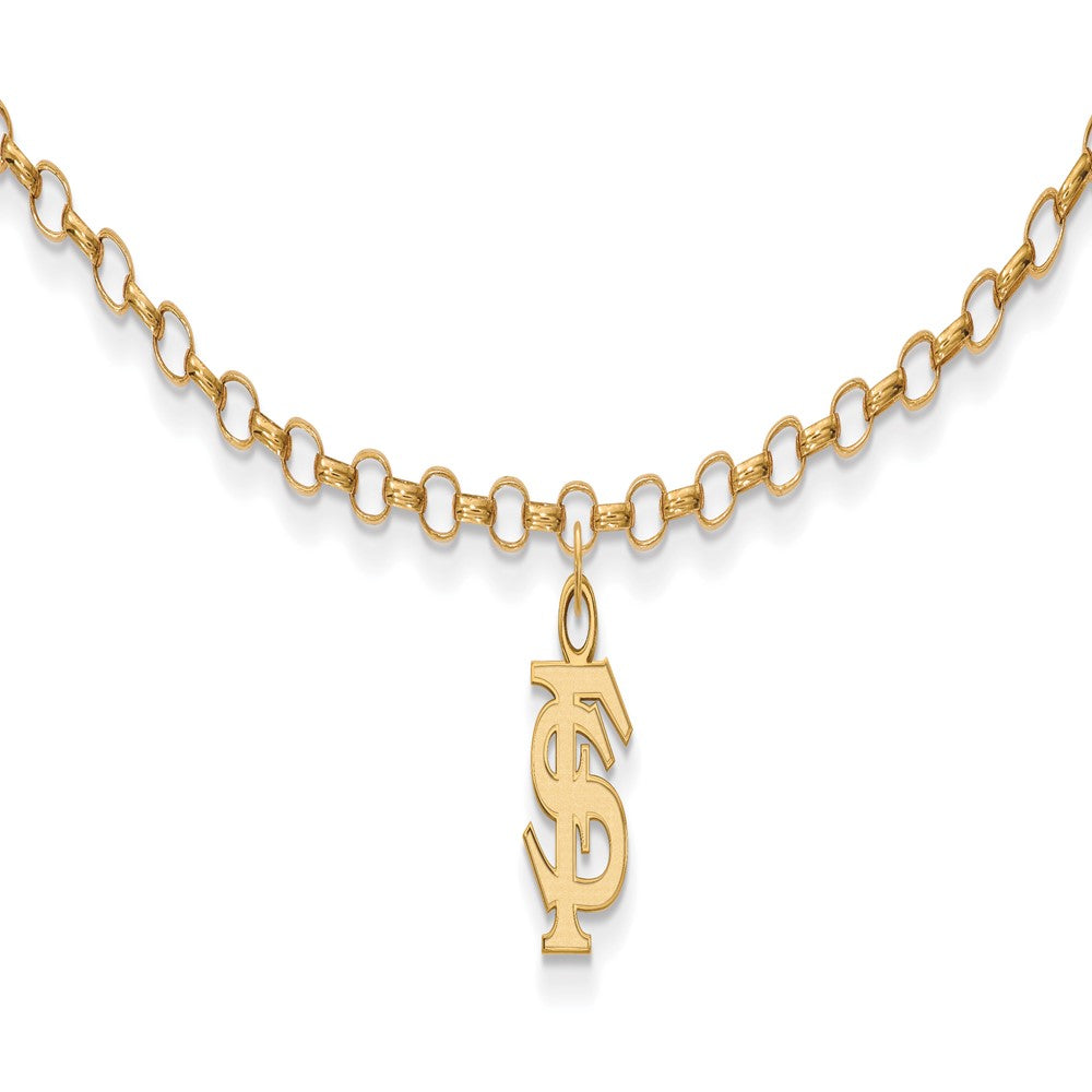 Sterling Silver Gold-plated LogoArt Florida State University 9 inch Anklet