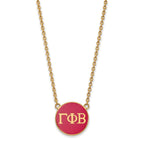Sterling Silver Gold-plated LogoArt Gamma Phi Beta Sorority Greek Letters Large Color Enamel Pendant 18 inch Necklace