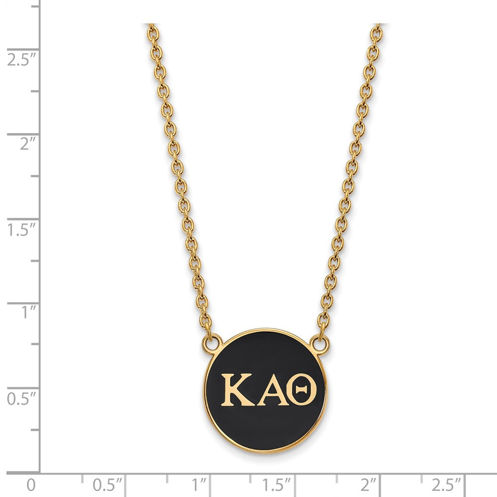 Sterling Silver Gold-plated LogoArt Kappa Alpha Theta Sorority Greek Letters Large Color Enamel Pendant 18 inch Necklace
