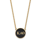 Sterling Silver Gold-plated LogoArt Kappa Alpha Theta Sorority Greek Letters Large Color Enamel Pendant 18 inch Necklace