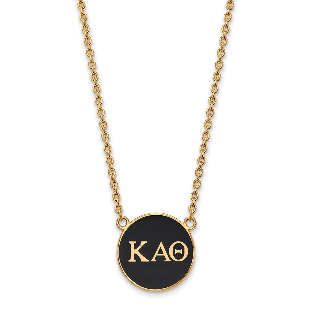 Sterling Silver Gold-plated LogoArt Kappa Alpha Theta Sorority Greek Letters Large Color Enamel Pendant 18 inch Necklace