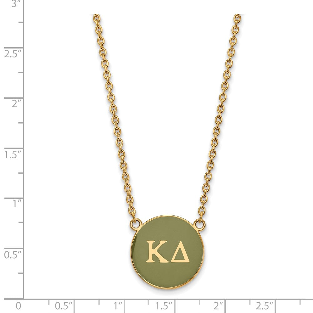 Sterling Silver Gold-plated LogoArt Kappa Delta Sorority Greek Letters Large Color Enamel Pendant 18 inch Necklace