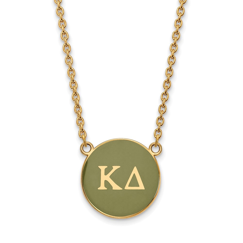 Sterling Silver Gold-plated LogoArt Kappa Delta Sorority Greek Letters Large Color Enamel Pendant 18 inch Necklace