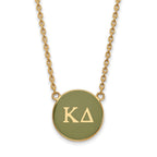 Sterling Silver Gold-plated LogoArt Kappa Delta Sorority Greek Letters Large Color Enamel Pendant 18 inch Necklace