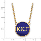 Sterling Silver Gold-plated LogoArt Kappa Kappa Gamma Sorority Greek Letters Large Color Enamel Pendant 18 inch Necklace