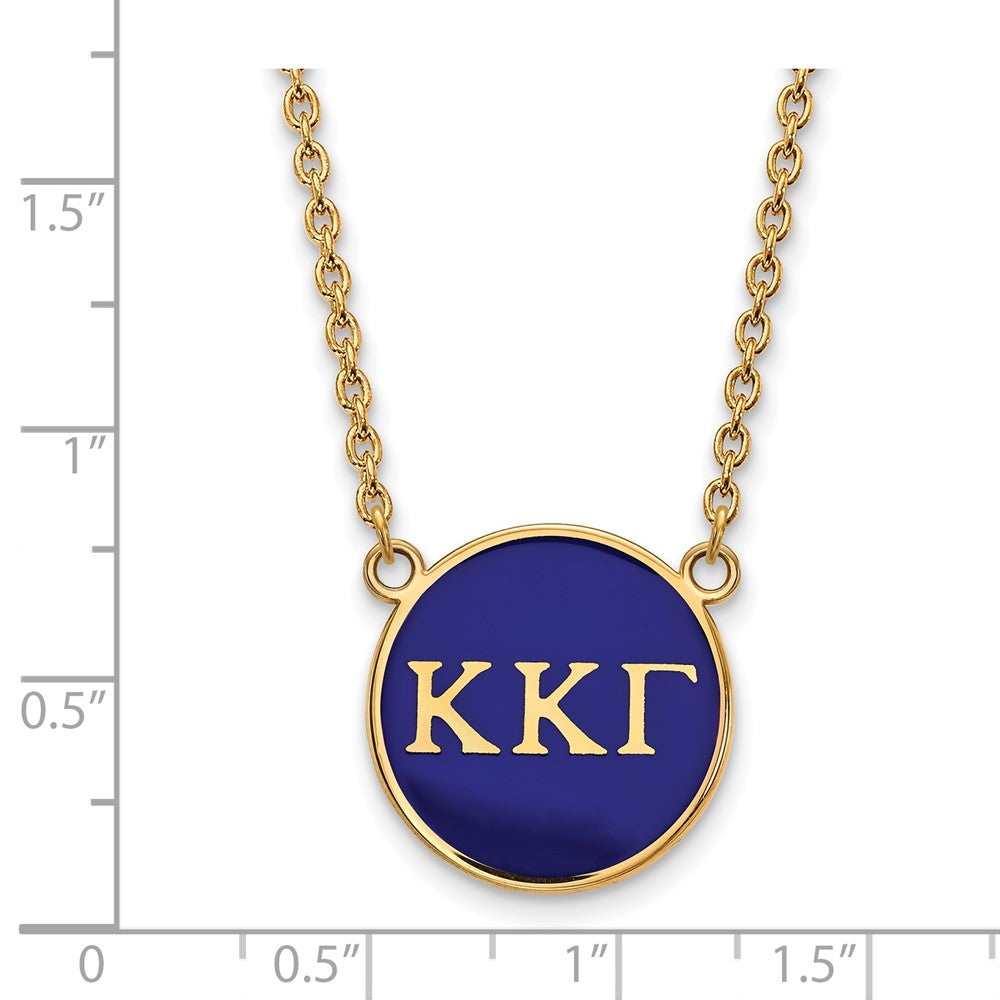 Sterling Silver Gold-plated LogoArt Kappa Kappa Gamma Sorority Greek Letters Large Color Enamel Pendant 18 inch Necklace