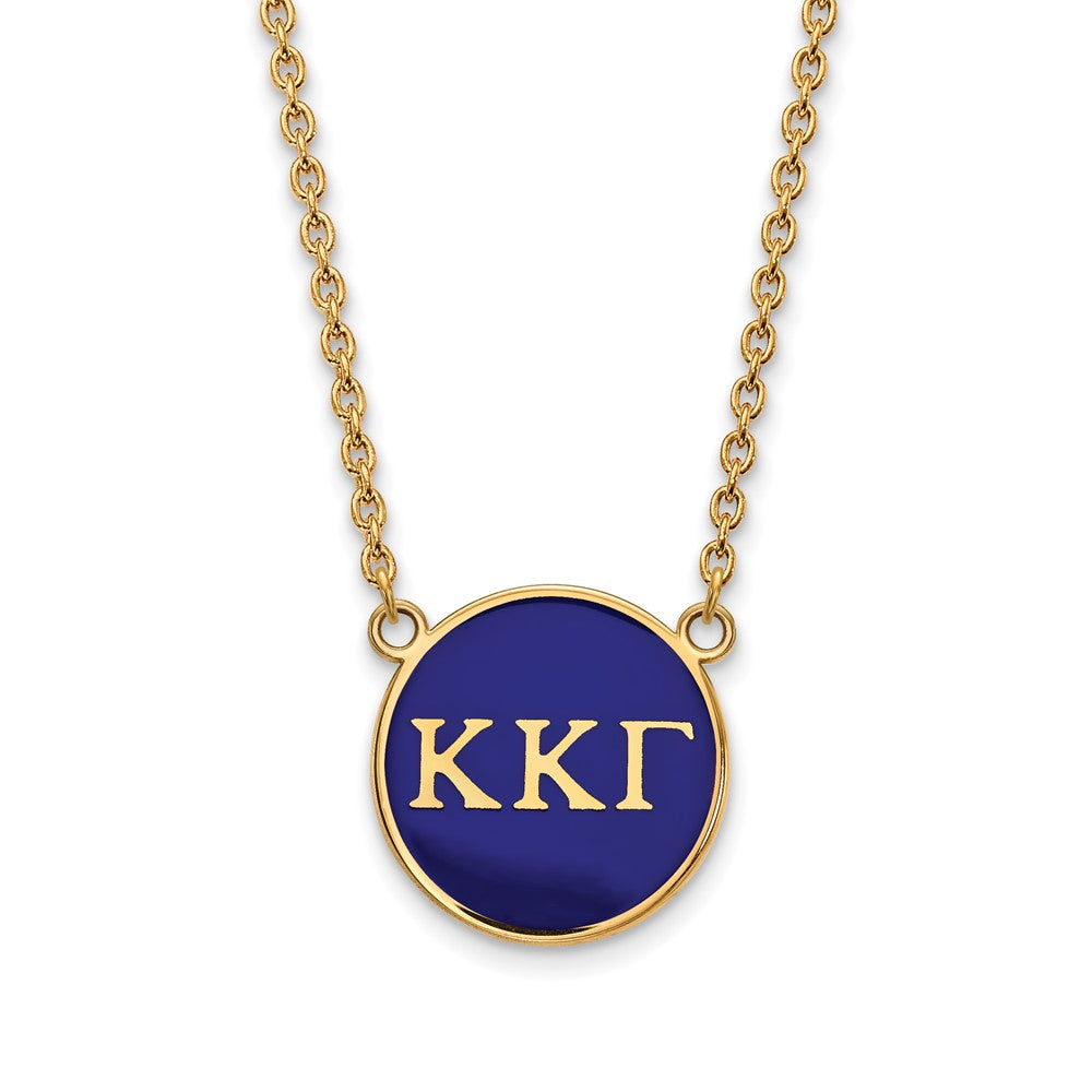 Sterling Silver Gold-plated LogoArt Kappa Kappa Gamma Sorority Greek Letters Large Color Enamel Pendant 18 inch Necklace
